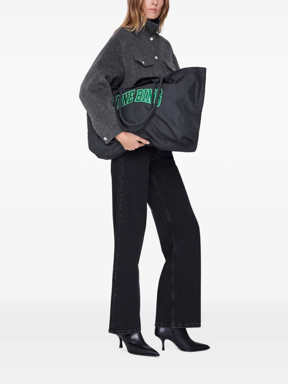 ANINE BING Leo canvas tas Zwart