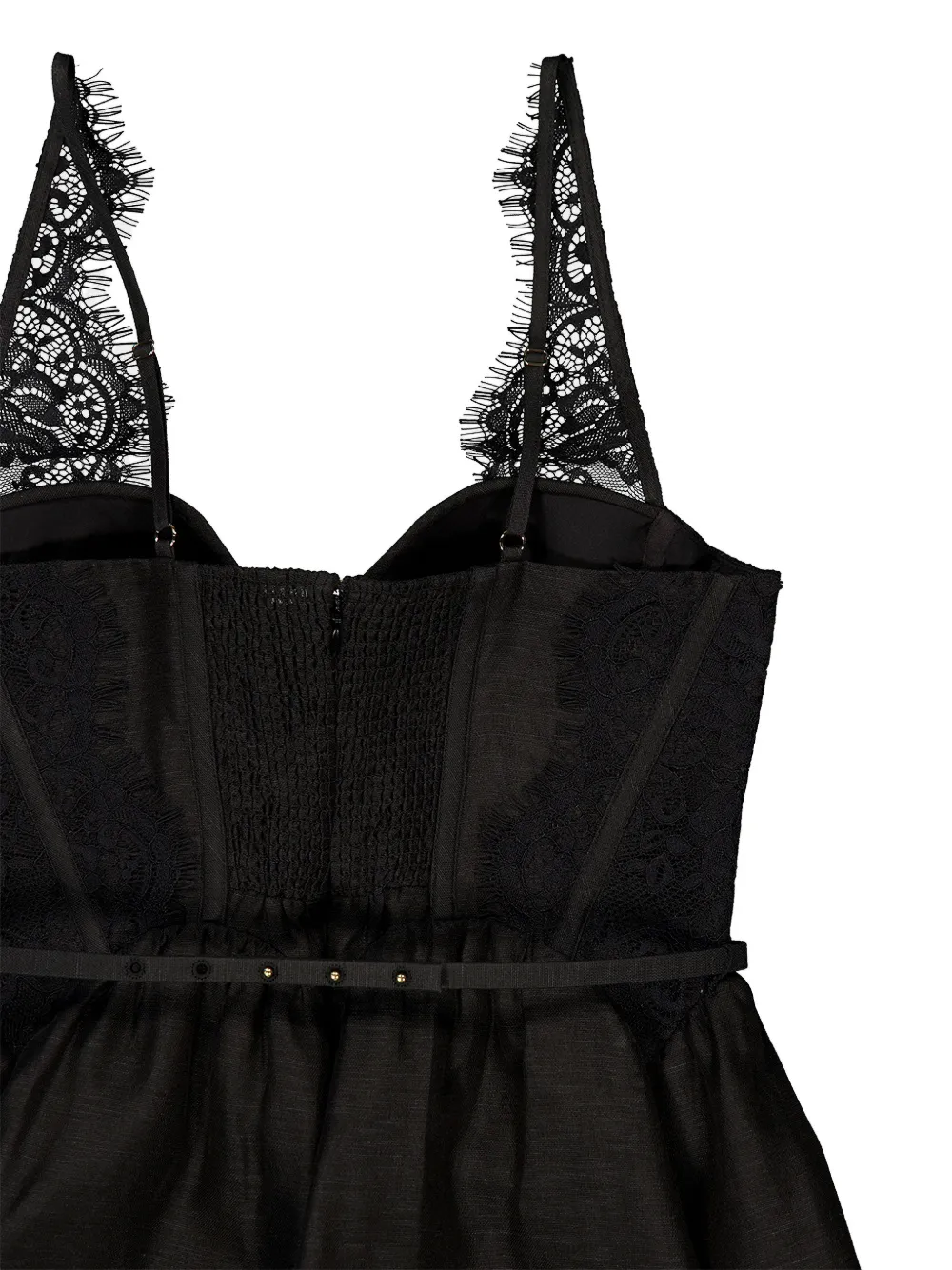 ZIMMERMANN Valiant mini-jurk met kanten afwerking Zwart