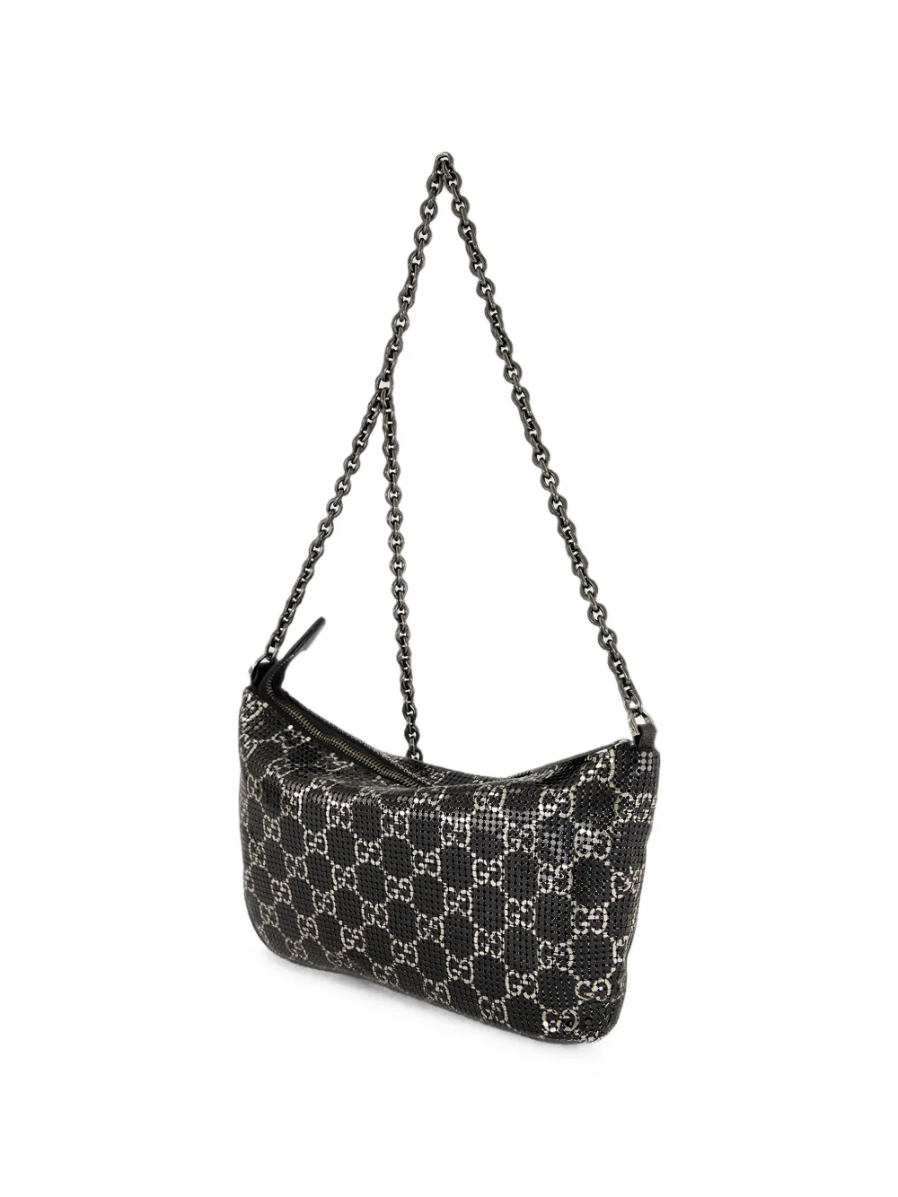 Gucci GG-pattern chain shoulder bag Zwart