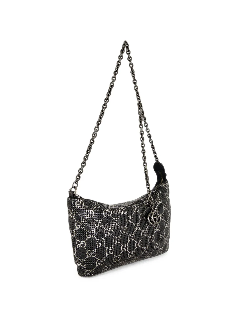 Gucci GG-pattern chain shoulder bag Zwart