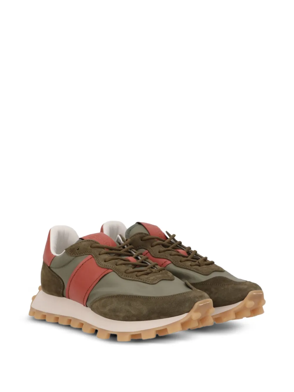 Tod's lace-up suede-panelled sneakers Groen