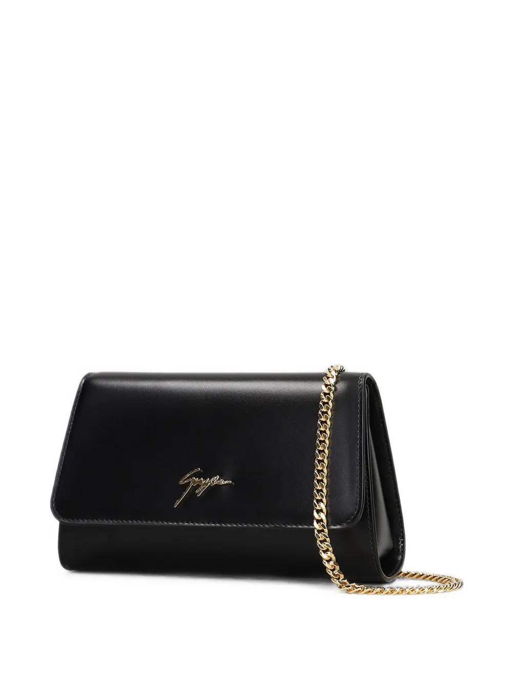 Giuseppe Zanotti Clutch met logo-plakkaat en kettingband Zwart