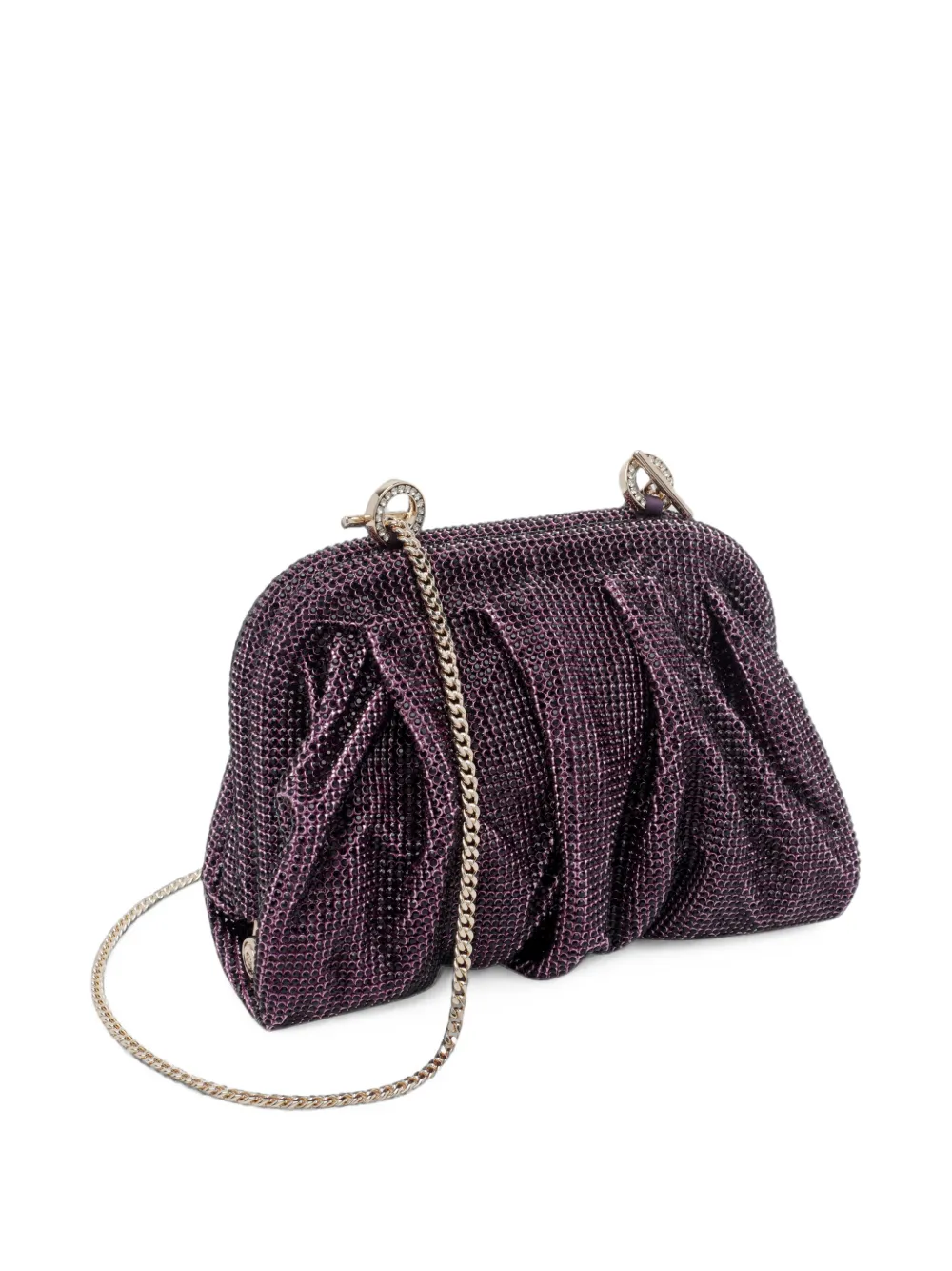 Benedetta Bruzziches La Petite Venus clutch verfraaid met kristallen en ruches Paars
