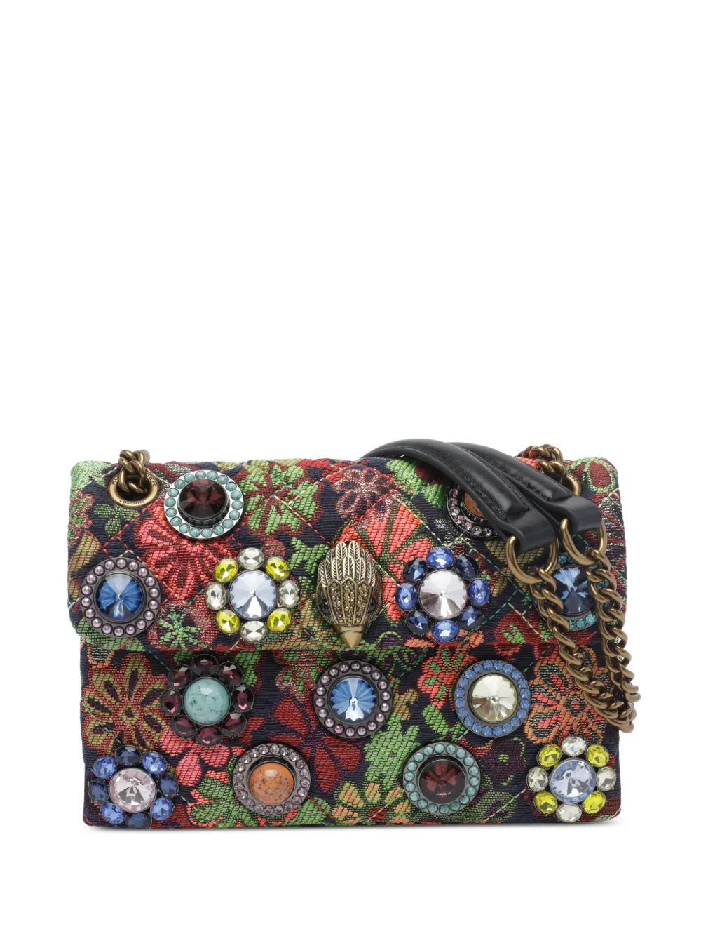 Kurt Geiger London Kensington Octavia embellished floral shoulder bag - Nero