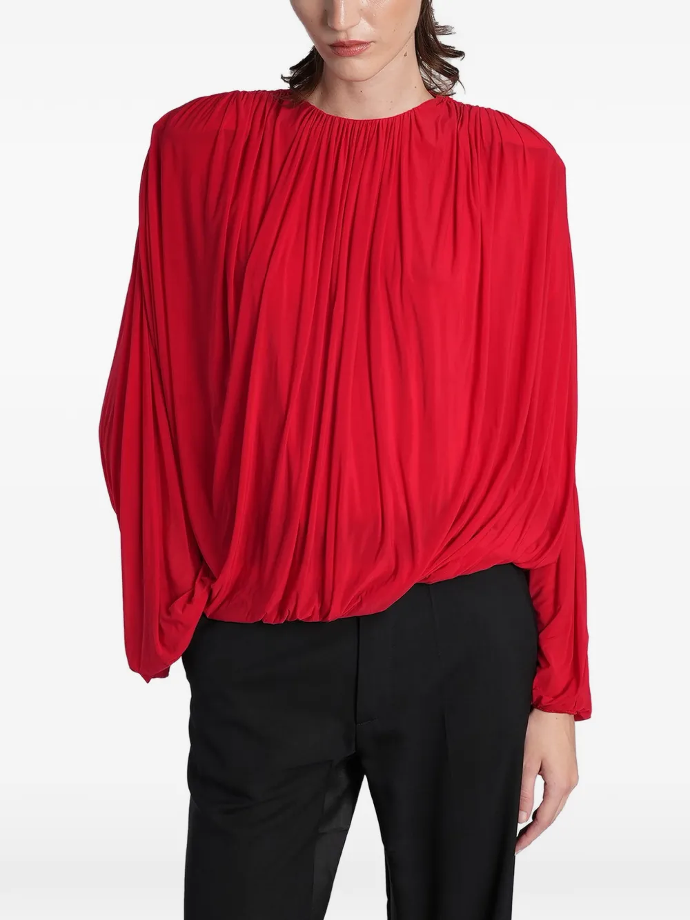 Magda Butrym ruched long-sleeve blouse - Rosso