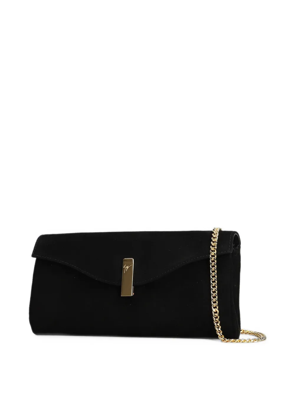 Giuseppe Zanotti Clutch met logoplakkaat en ketting Zwart