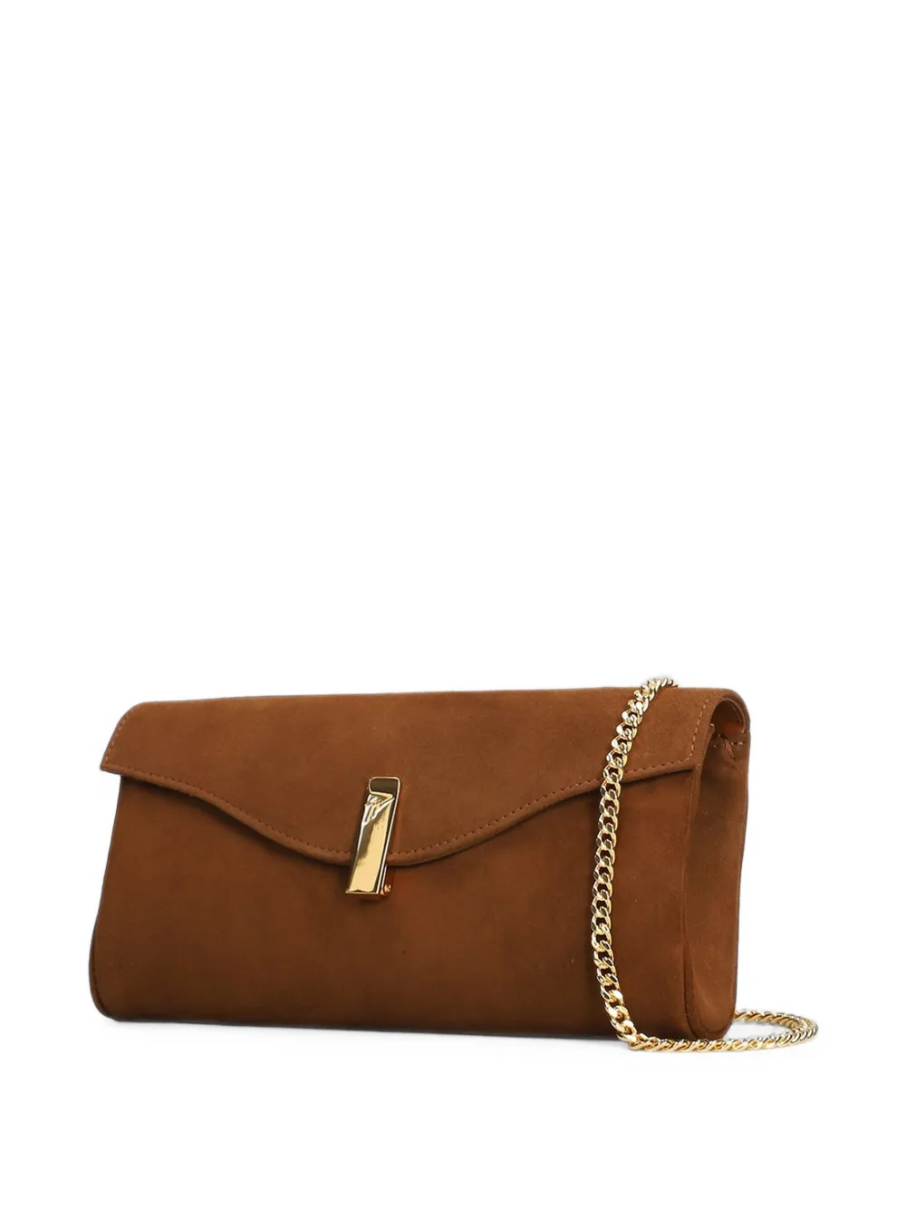 Giuseppe Zanotti Flutie suède clutch met ketting en logo-plakkaat Bruin