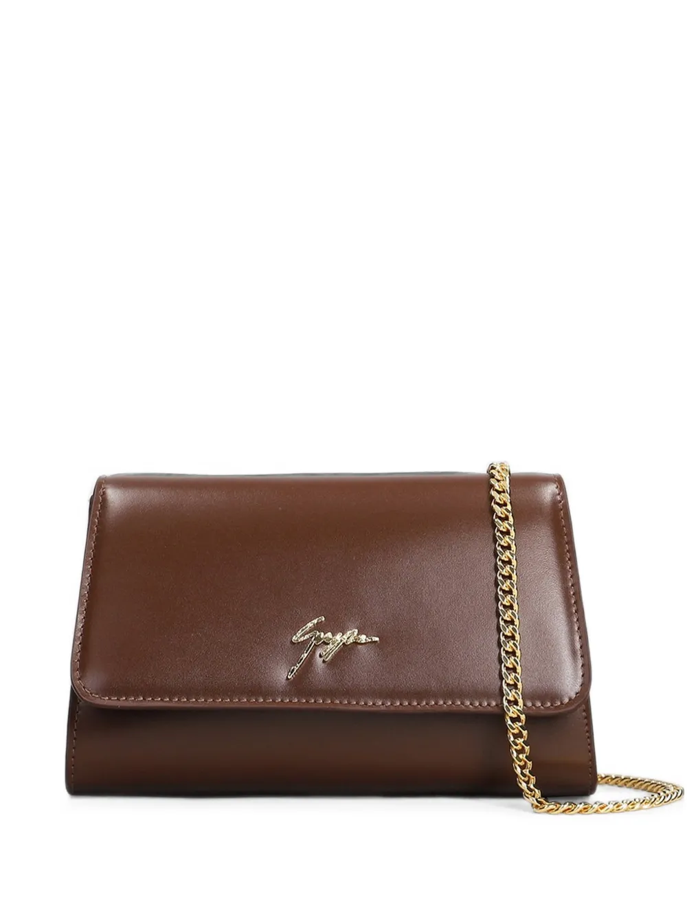 Giuseppe Zanotti logo-plaque chain-strap leather clutch bag - Marrone