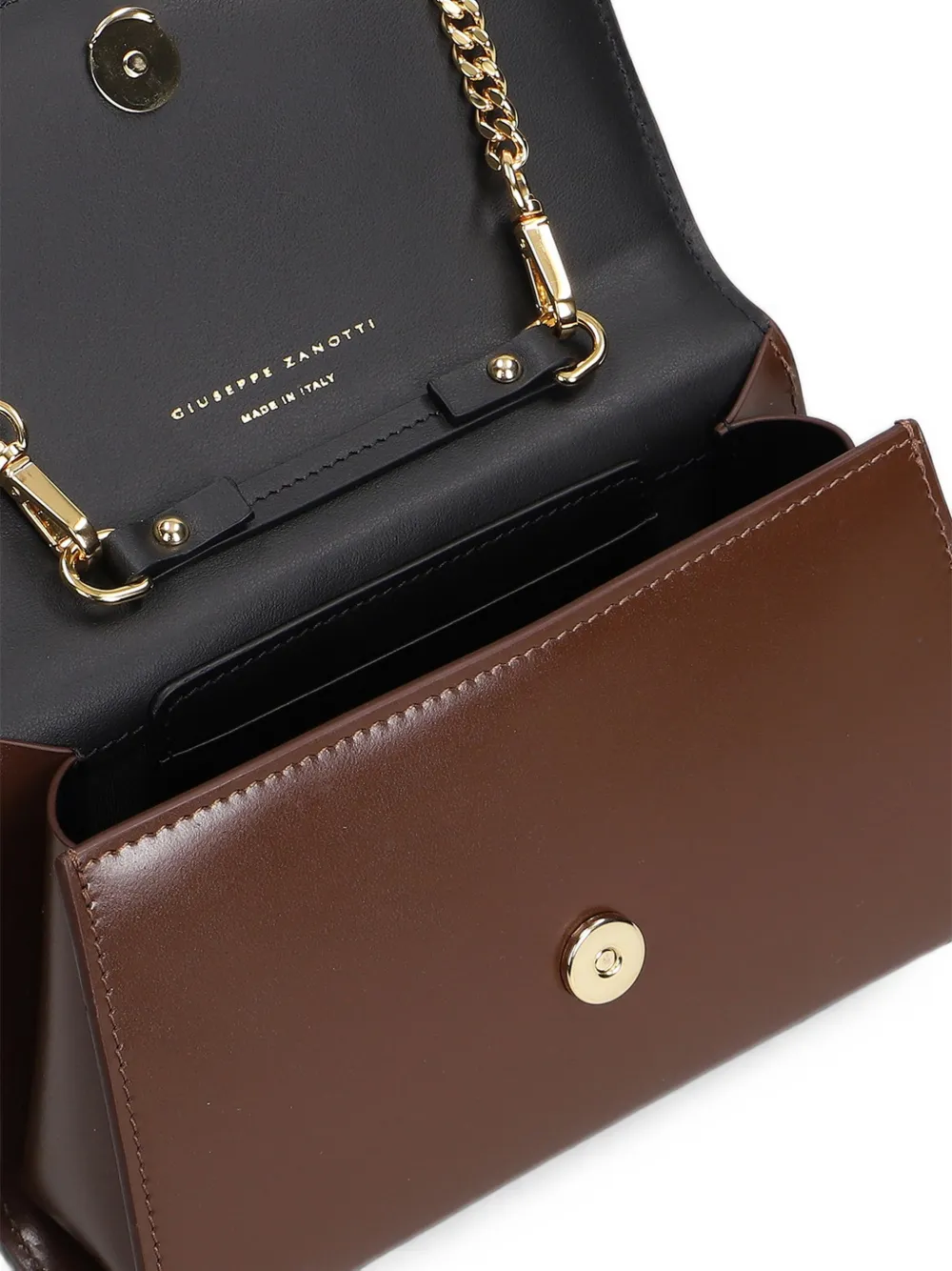 Giuseppe Zanotti Clutch met logo-plakkaat en kettingband Bruin