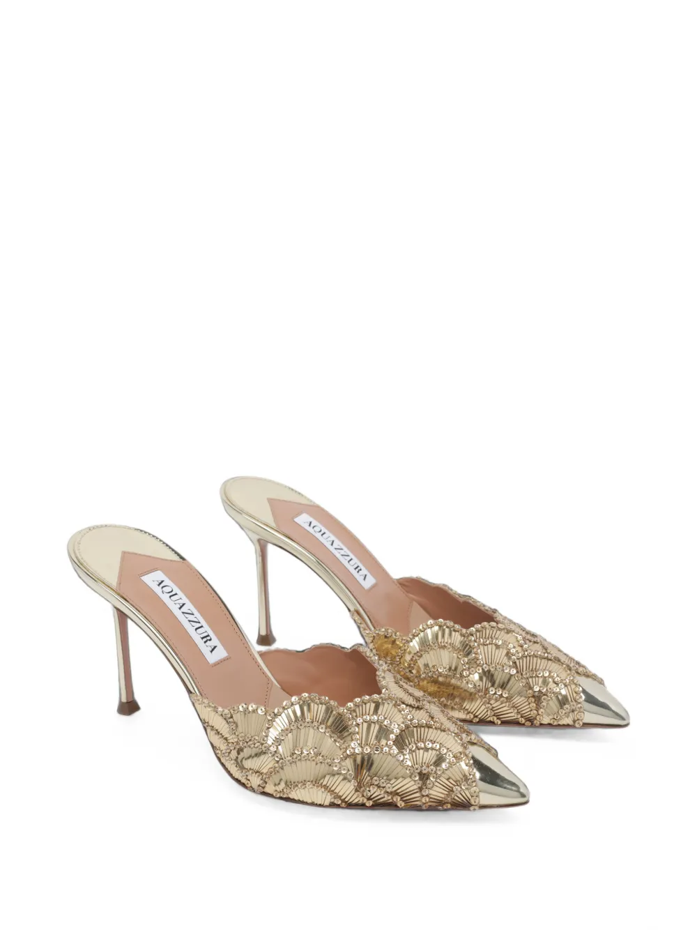 Aquazzura Ce Soir sequin-embellished sandals Goud