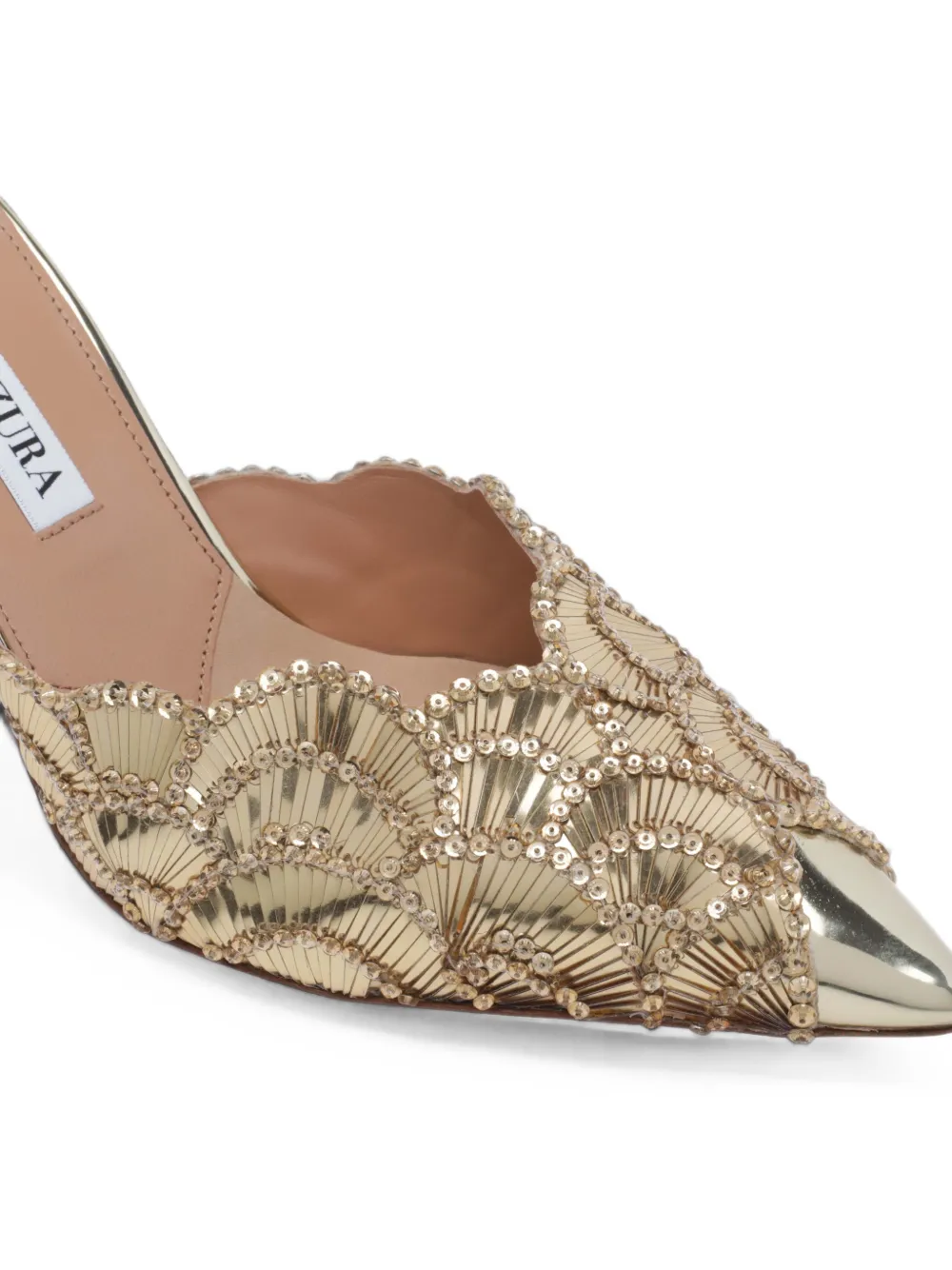 Aquazzura Ce Soir sequin-embellished sandals Goud