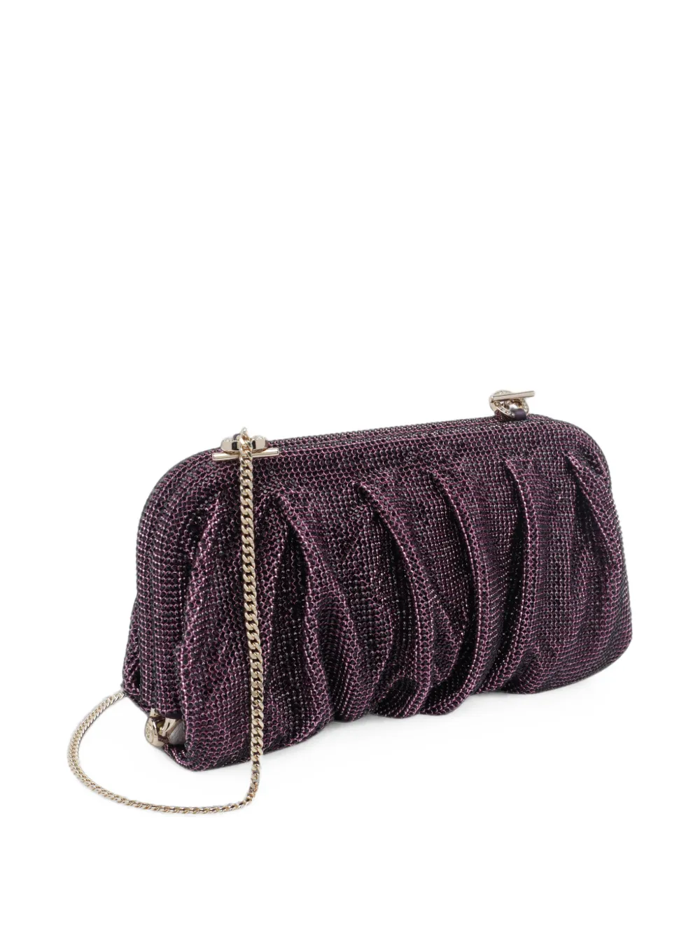 Benedetta Bruzziches Venus clutch verfraaid met kristallen en ruches Paars