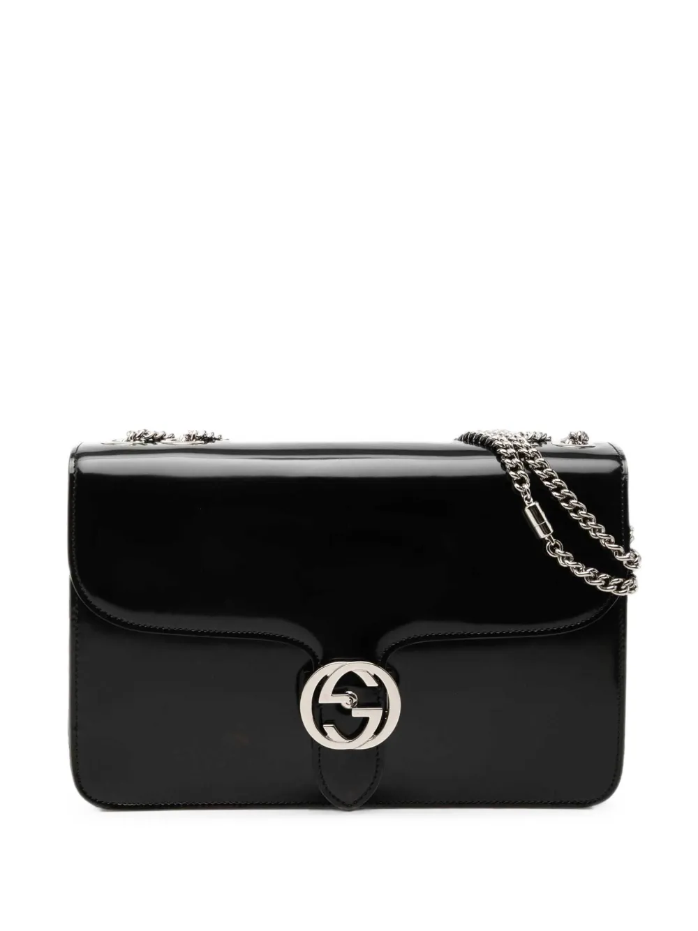 Gucci Pre-Owned 2000-2015 Medium Patent Interlocking G crossbody bag - Schwarz