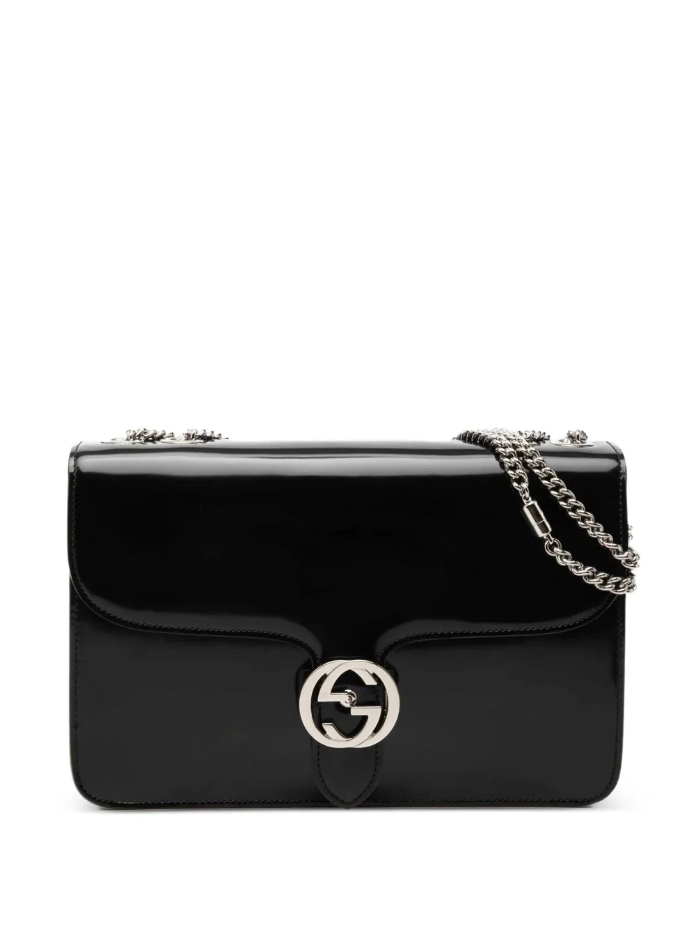 Gucci Pre-Owned 2000-2015 Medium Patent Interlocking G crossbody bag - Nero