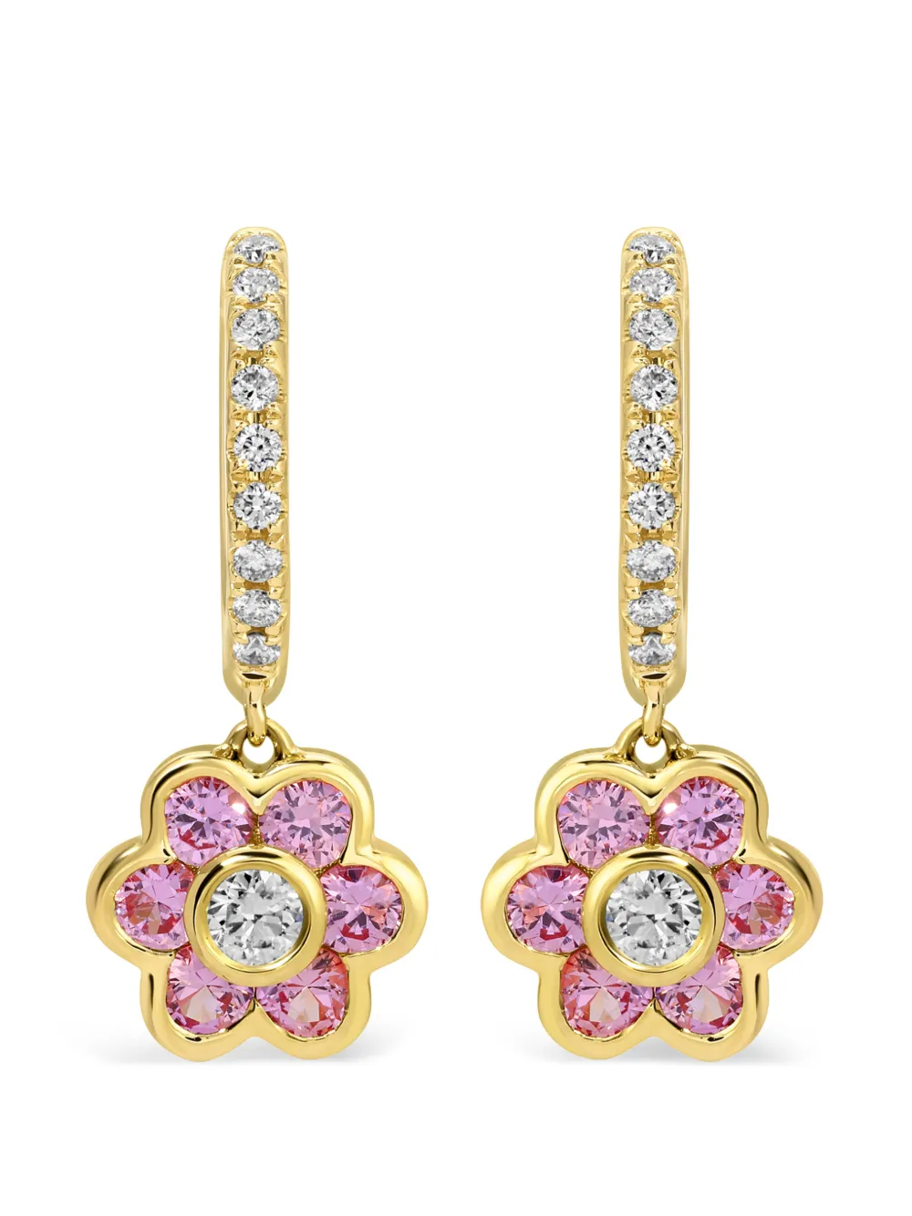 Anita Ko Orecchini Flora con zaffiro rosa e diamanti - Oro