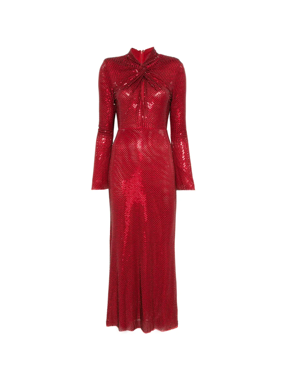 Self-Portrait red rhinestone mesh twist midi dress Rood