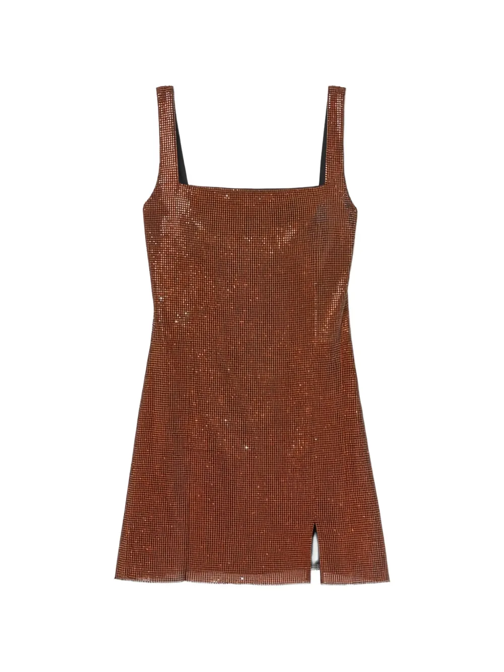 Self-Portrait crystal-embellished chainmail mini dress - Brown