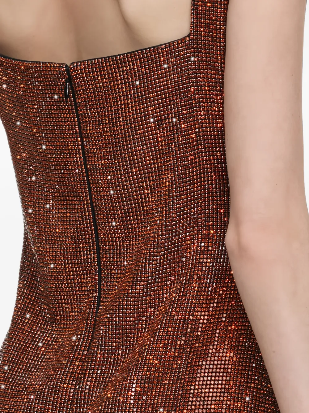 Self-Portrait Chainmail mini-jurk verfraaid met kristallen Bruin