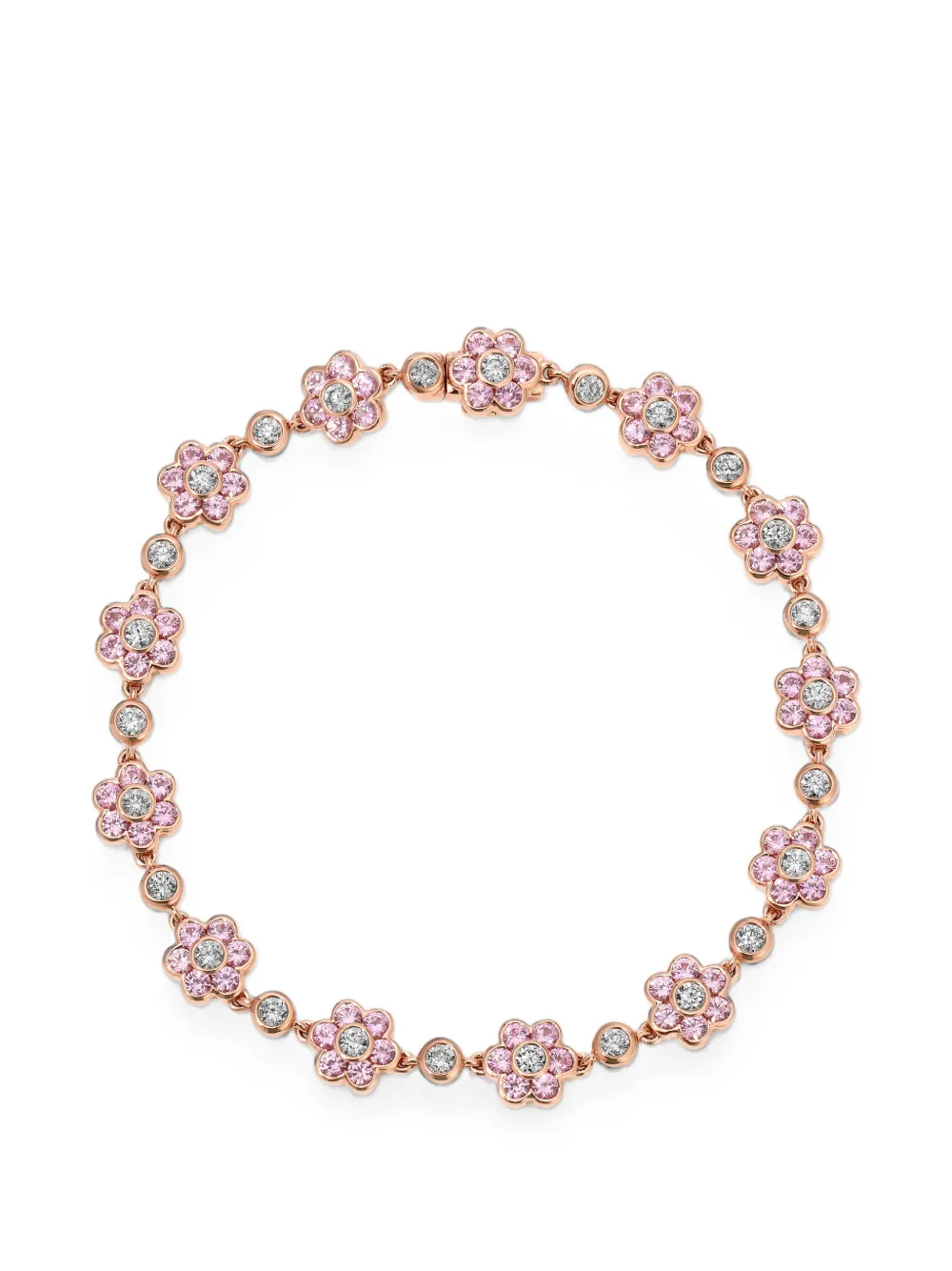 Anita Ko Bracciale Flora piccolo con zaffiro rosa e diamanti