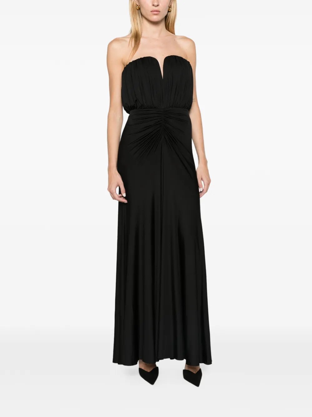 Self-Portrait black jersey bandeau maxi dress Zwart
