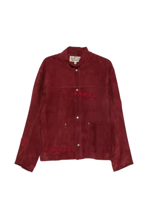 Kartik Research Welding embroidered suede jacket