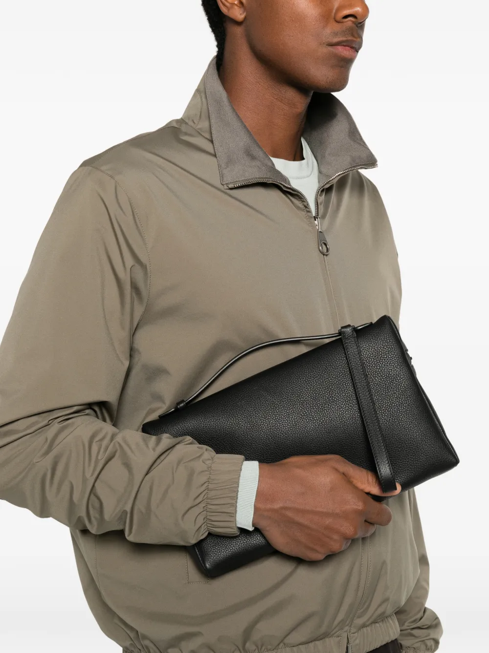 Loro Piana Extra Pouch L29 leather clutch bag Zwart
