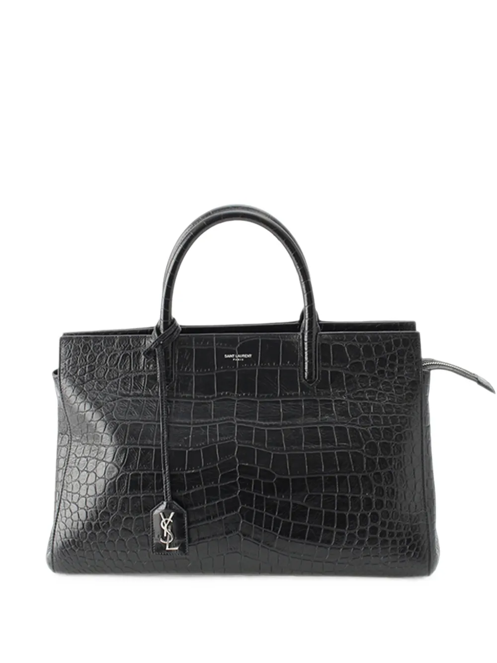 Saint Laurent Pre-Owned 2015-2016 Medium Croc Embossed Calfskin Cabas Rive Gauche satchel - Schwarz