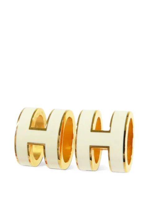 Hermès Pre-Owned 2010-2026 Mini Gold Plated Enamel Pop H Push Back Earrings costume earrings