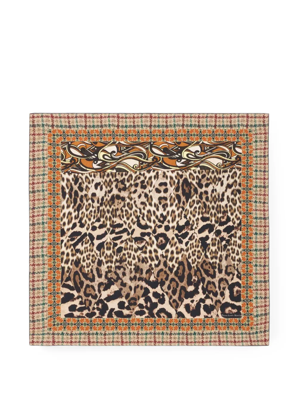 Pierre-Louis Mascia Aloeuw sjaal met geometrische afwerking en luipaardprint Beige