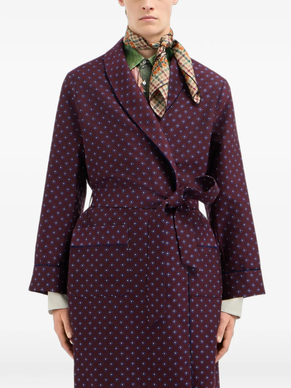 Pierre-Louis Mascia Aloeuw sjaal met geometrische afwerking en luipaardprint Beige