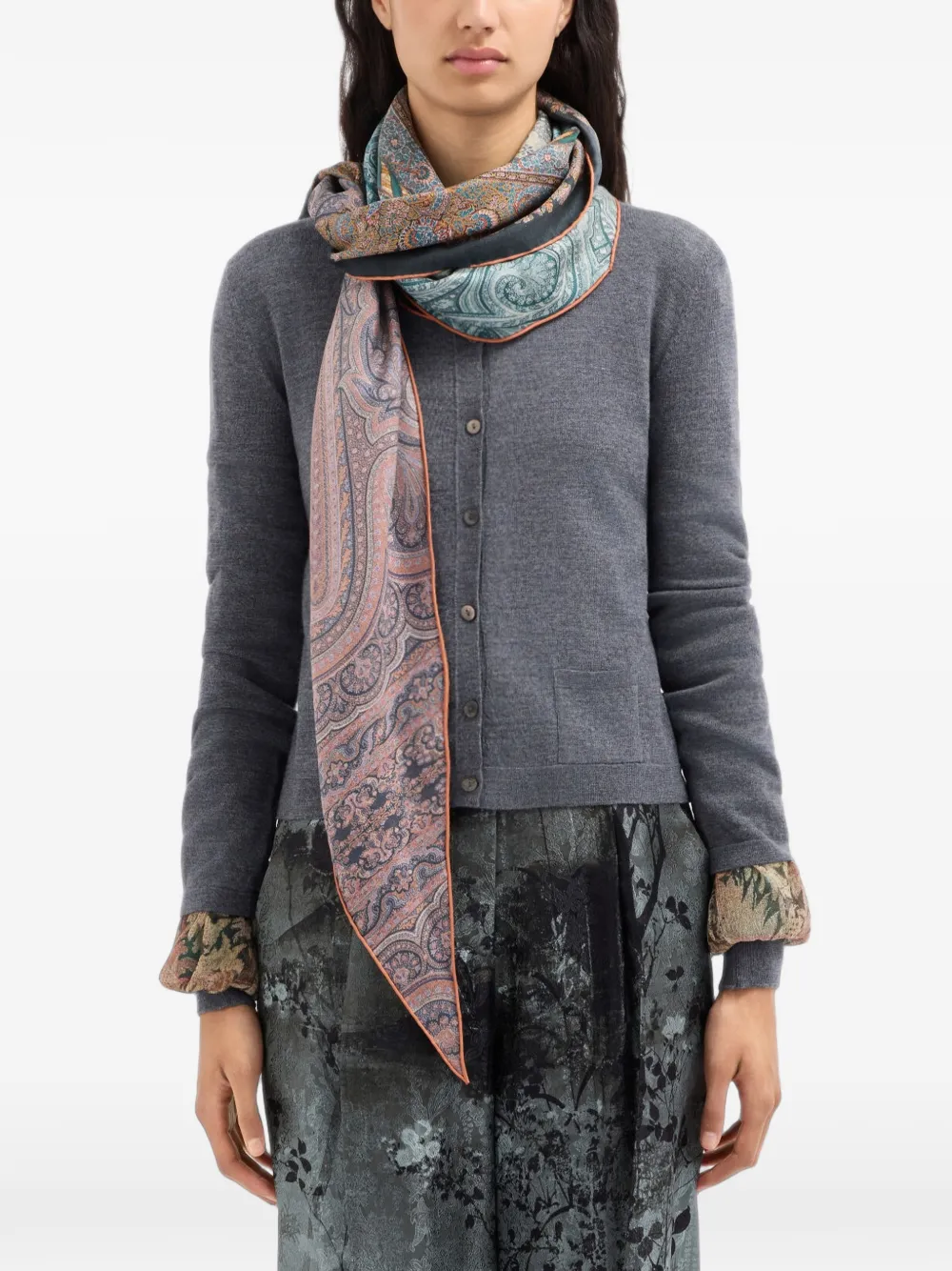 Pierre-Louis Mascia Aloeuw zijden sjaal met paisley-print Blauw