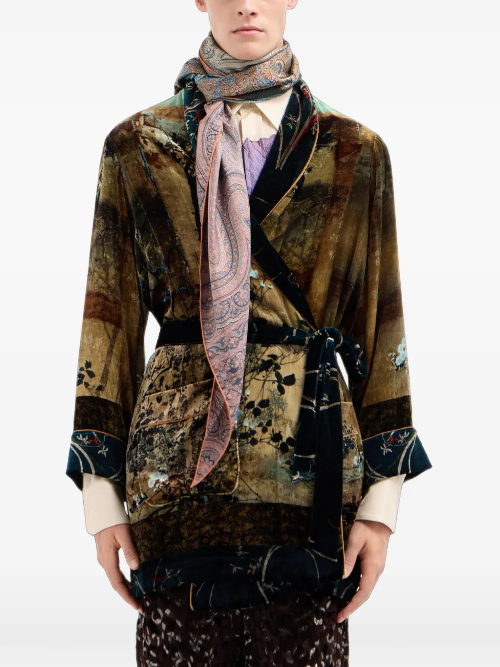 Pierre-Louis Mascia Aloeuw zijden sjaal met paisley-print Blauw