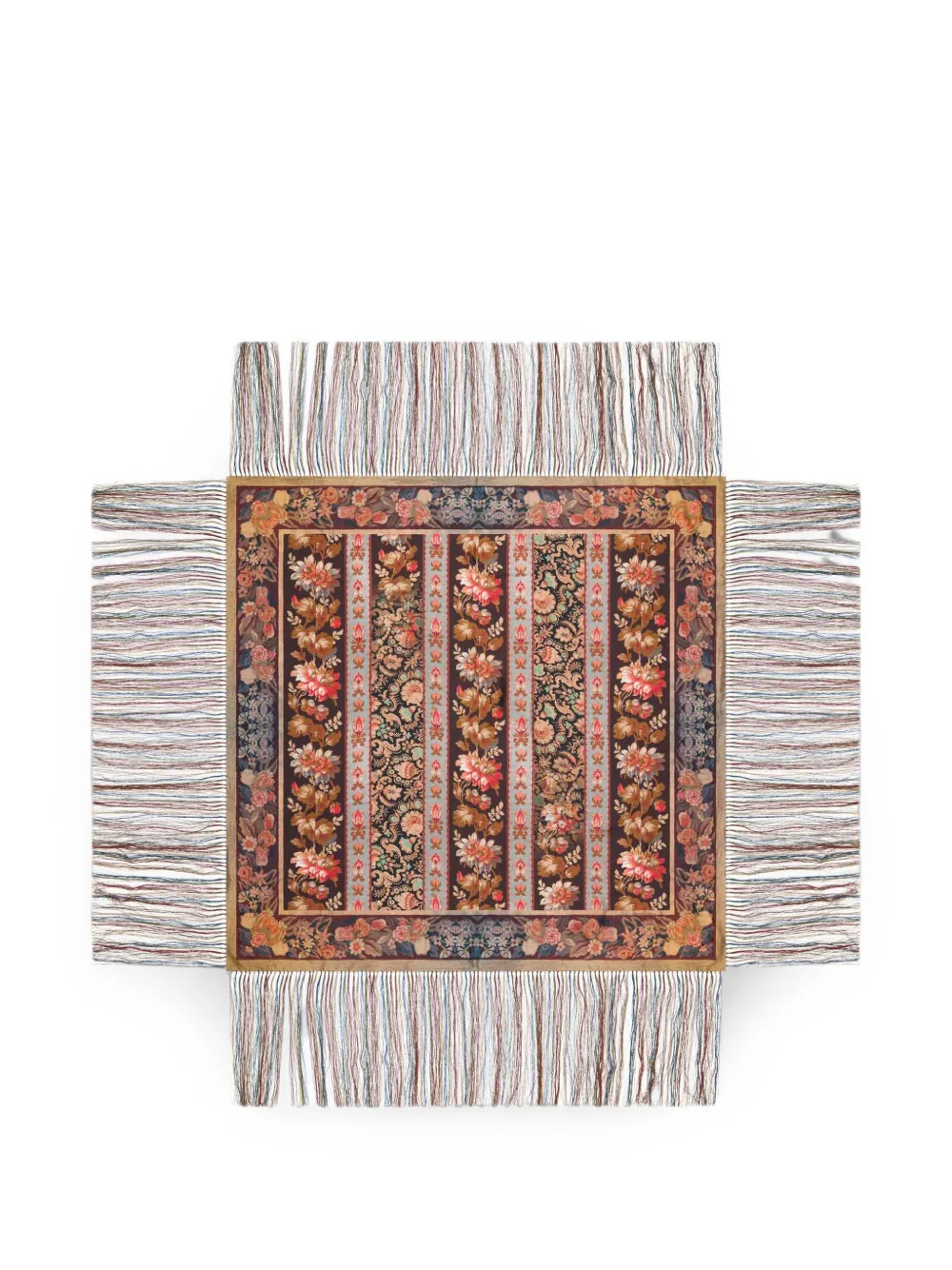 Pierre-Louis Mascia Aloeuw floral-print fringed scarf - Braun