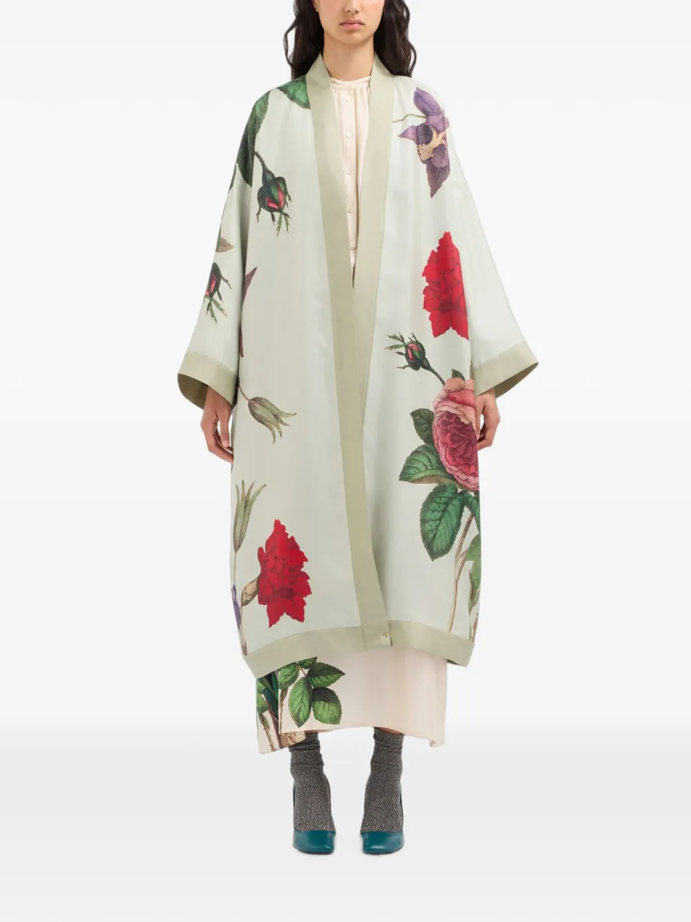 Pierre-Louis Mascia Aloe kimono met bloemenprint Beige