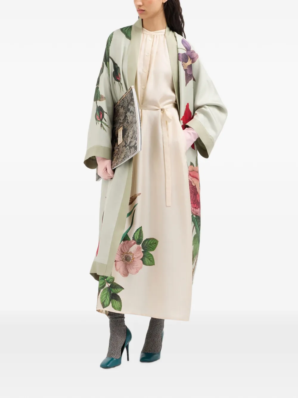 Pierre-Louis Mascia Aloe kimono met bloemenprint Beige