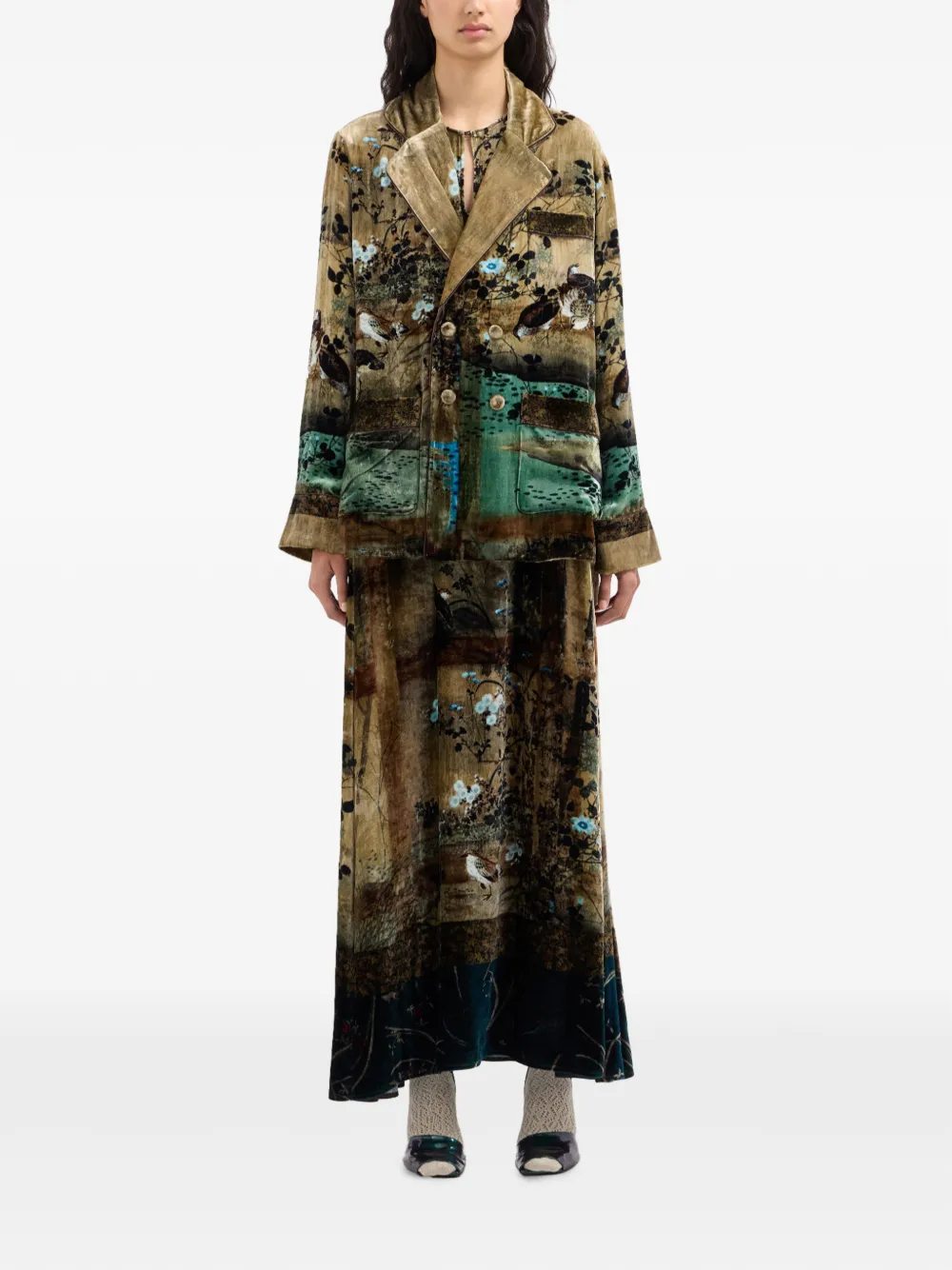Pierre-Louis Mascia Kanpur blazer met landschapsprint Bruin