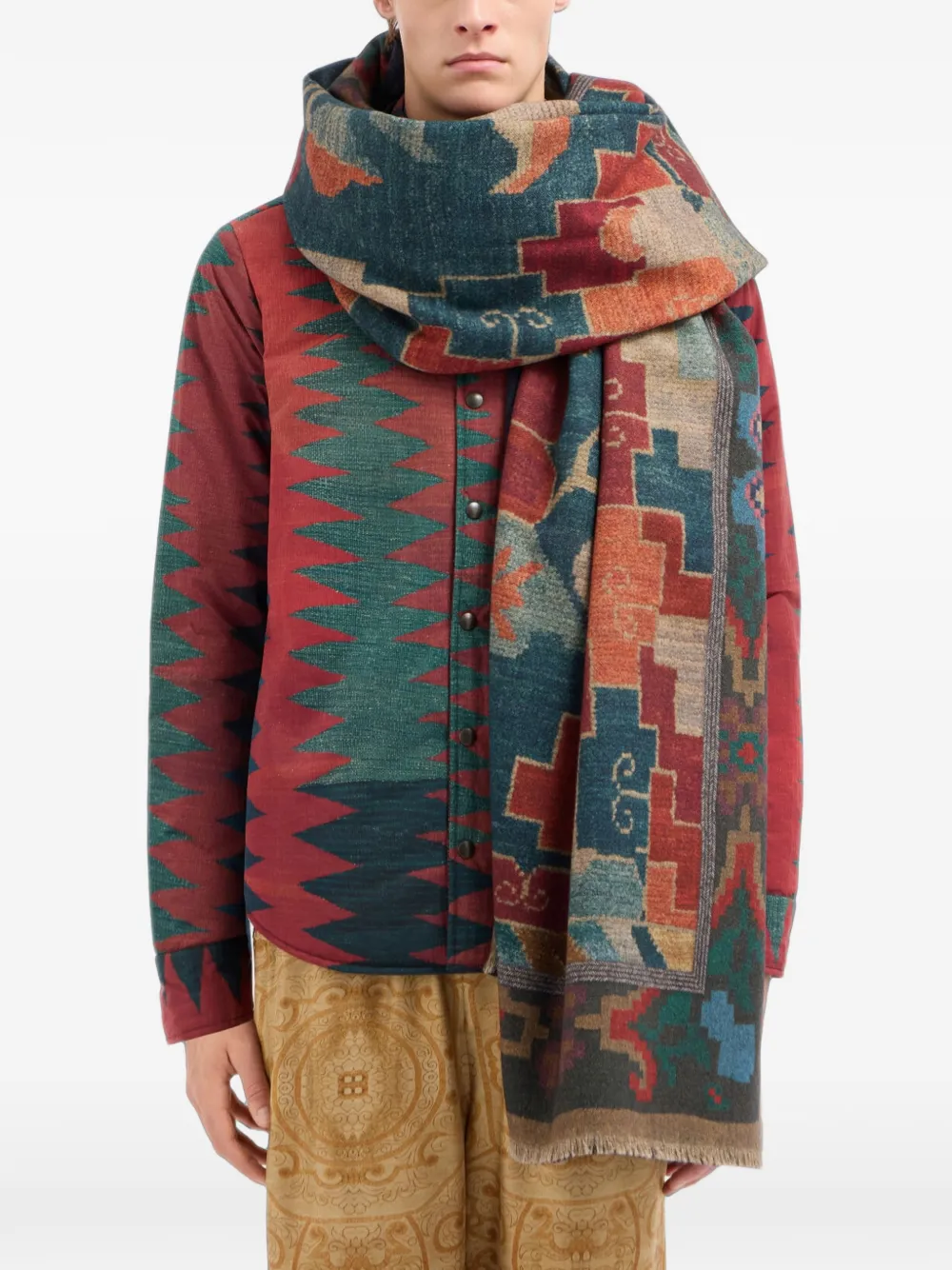 Pierre-Louis Mascia Pancake sjaal met geometrische bloemenprint Blauw