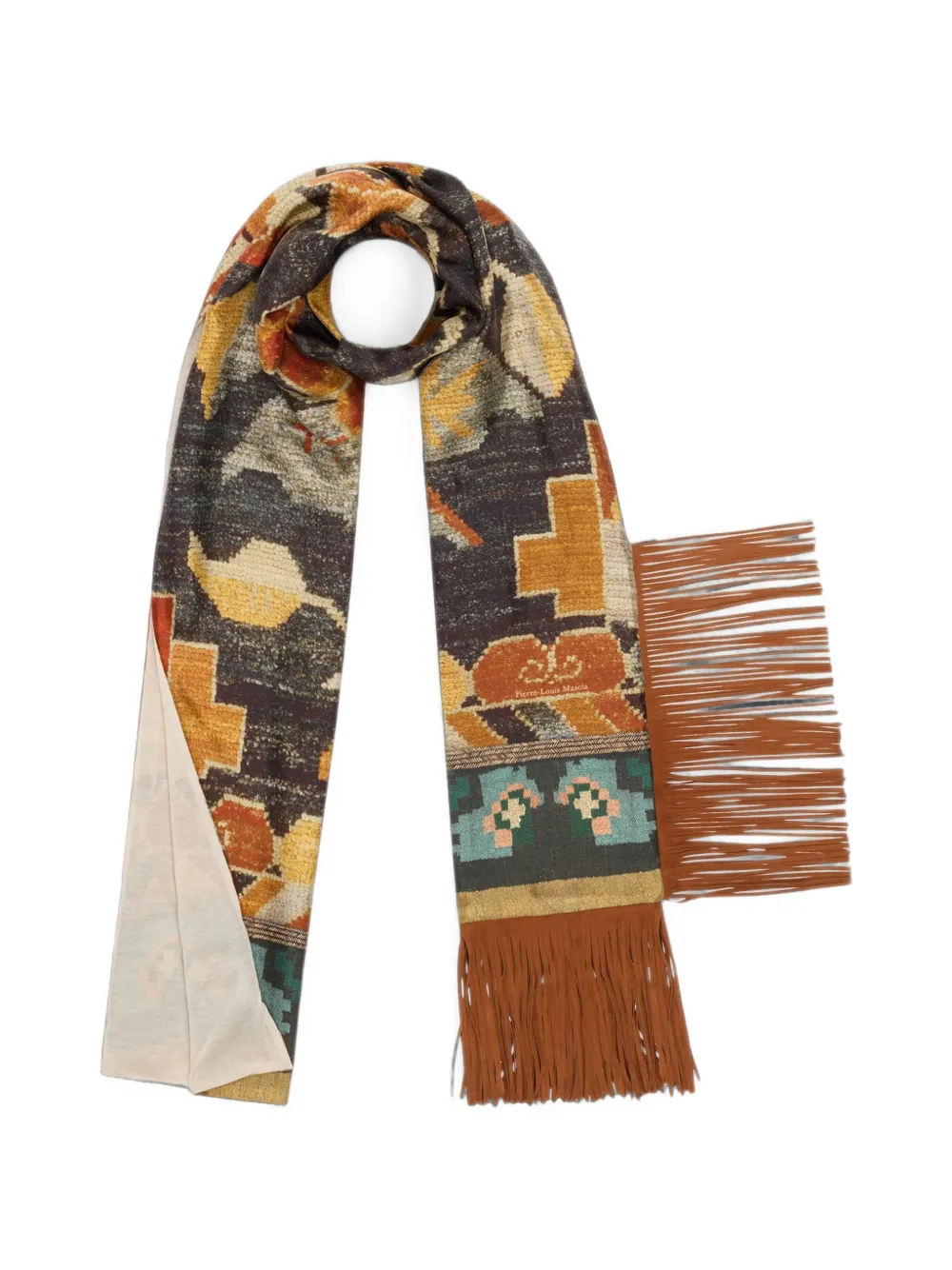 Pierre-Louis Mascia Aloewon floral-print fringed scarf - Schwarz