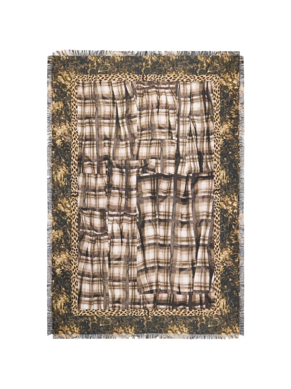 Pierre-Louis Mascia Aloeuw plaid leopard-print scarf - Marrone