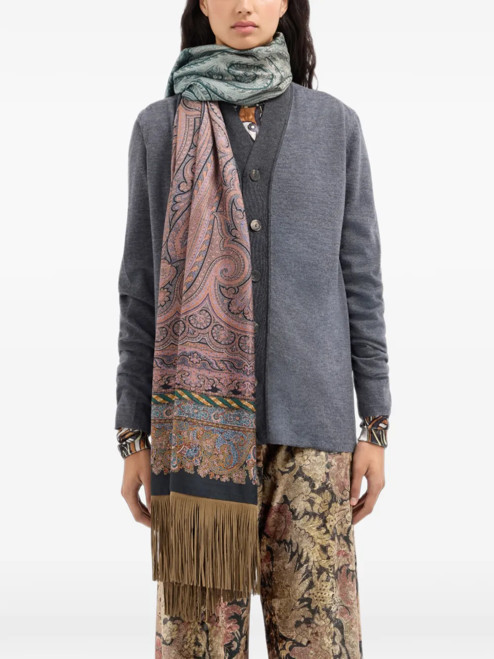 Pierre-Louis Mascia Aloewon sjaal met paisley-print en franje Blauw