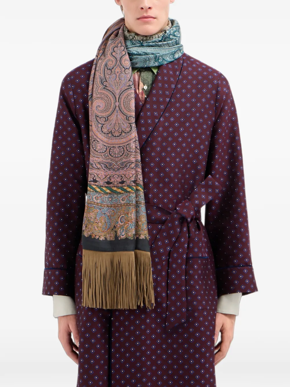 Pierre-Louis Mascia Aloewon sjaal met paisley-print en franje Blauw