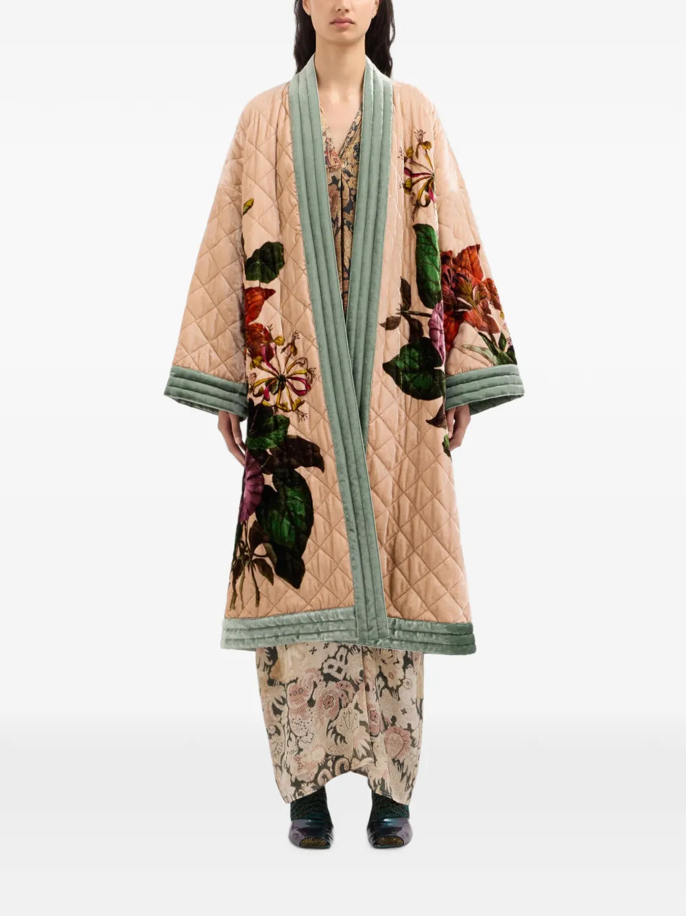 Pierre-Louis Mascia Kandox gewatteerde tuniek met bloemenprint Beige