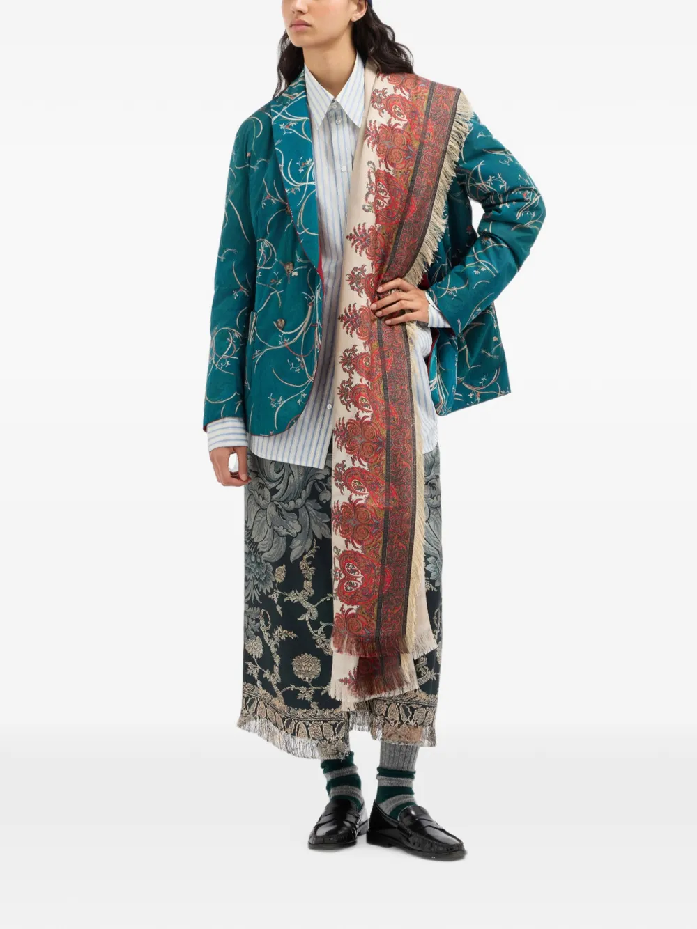 Pierre-Louis Mascia Aloe midi-wikkelrok met bloementapijt Blauw