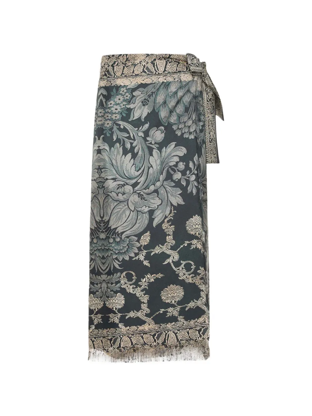 Pierre-louis Mascia Aloe Floral-tapestry Wrap Midi Skirt In Blue