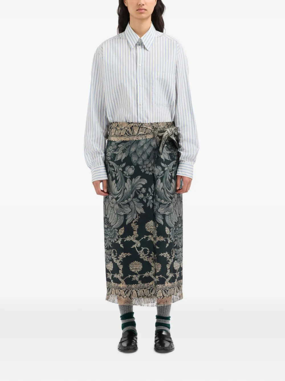 Pierre-Louis Mascia Aloe midi-wikkelrok met bloementapijt Blauw