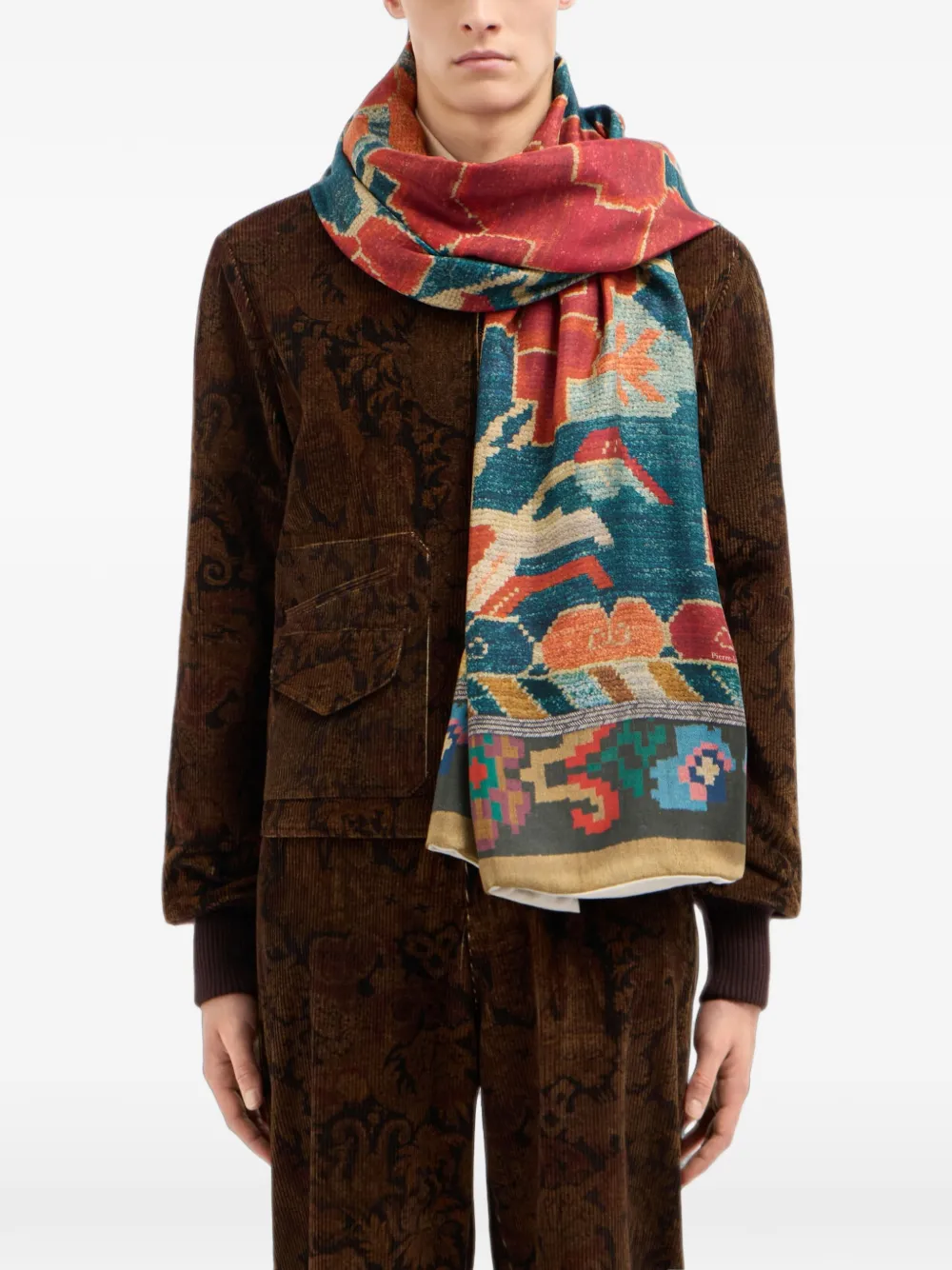 Pierre-Louis Mascia Aloewon sjaal van zijdeblend met bloemenprint Blauw