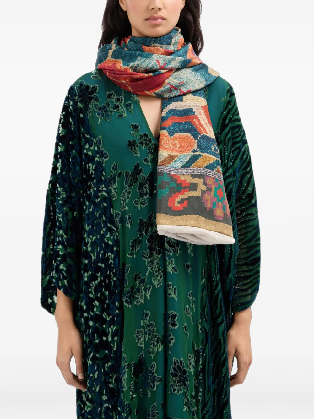 Pierre-Louis Mascia Aloewon sjaal van zijdeblend met bloemenprint Blauw