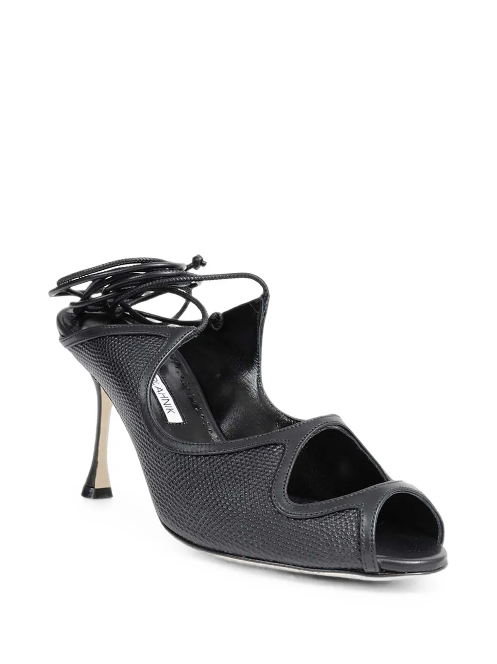 Manolo Blahnik Prosta lace-up cut-out heeled sandals Zwart