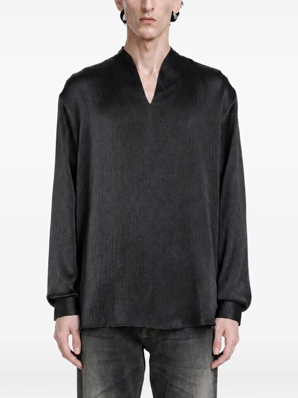 Giorgio Armani V-neck textured-finish shirt