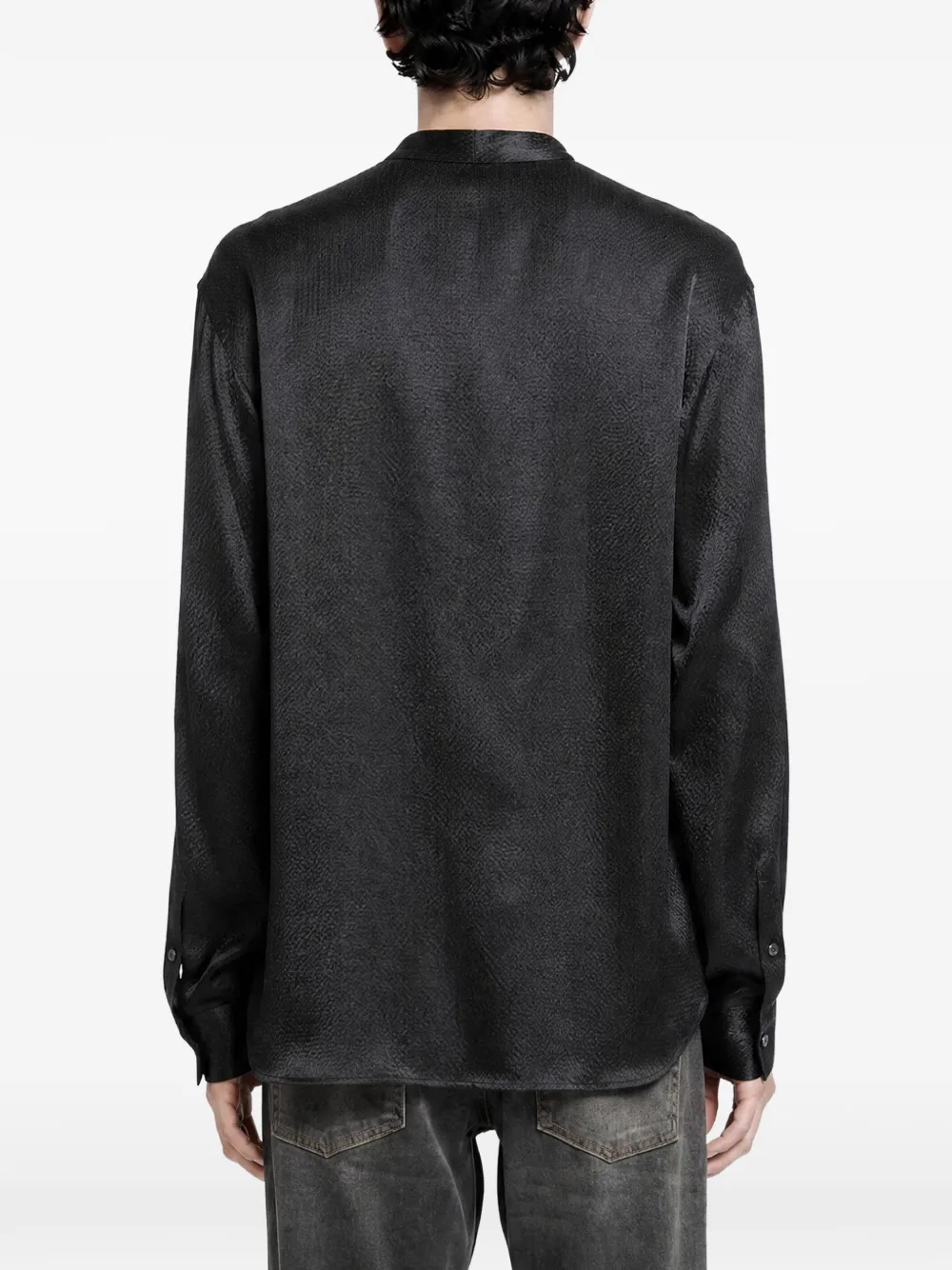 Giorgio Armani V-neck textured-finish shirt Zwart